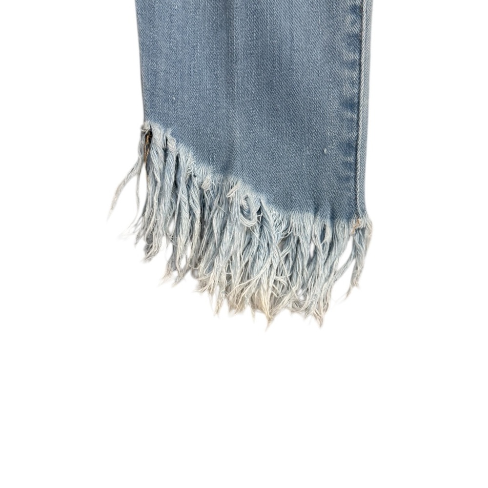 FRAME Straight Leg Cropped Jeans Frayed Raw Hem Light Wash Blue Size 29 - Picture 8 of 9